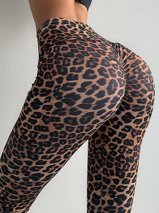 BUYCO Female Leopard Ruched Back Body Fit Leggings