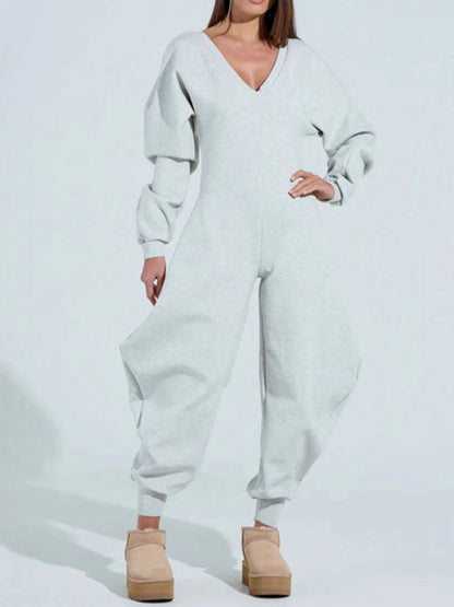 BUYCO Female Long Sleeves Deep V Back Jumpsuit