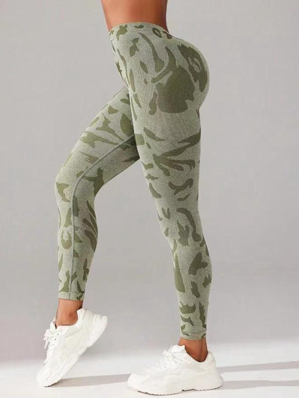 BUYCO Female Fitted Camouflage Deep V Back Ruched Back Leggings