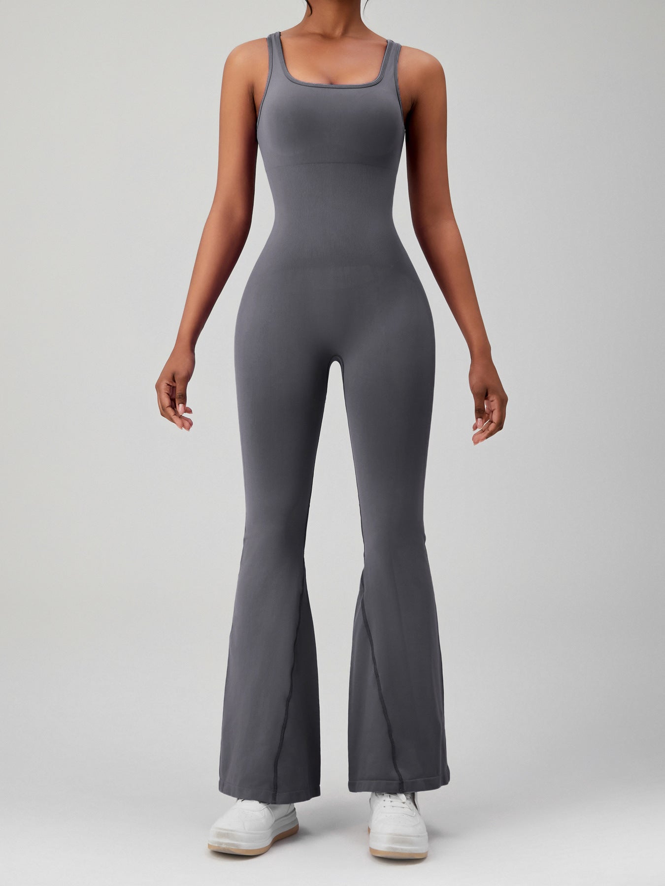 BUYCO Female Backless Ruched Back Flare Jumpsuit