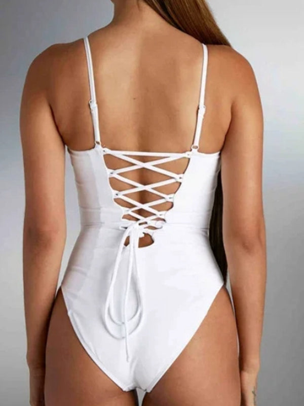 BUYCO Female Back Lace-up Plus Size One Piece