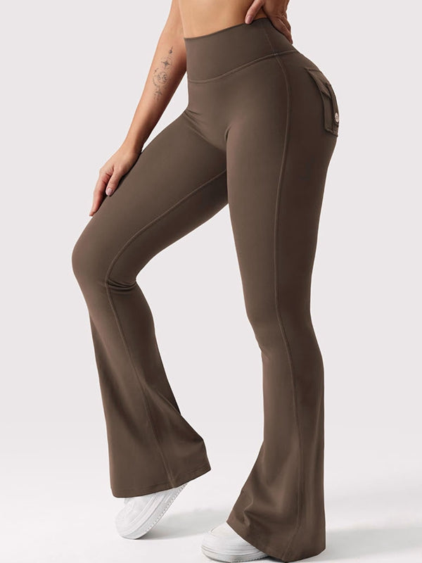 BUYCO Female Pocket Ruched Back Flare Cargo Leggings