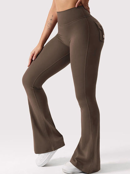 BUYCO Female Pocket Ruched Back Flare Cargo Leggings