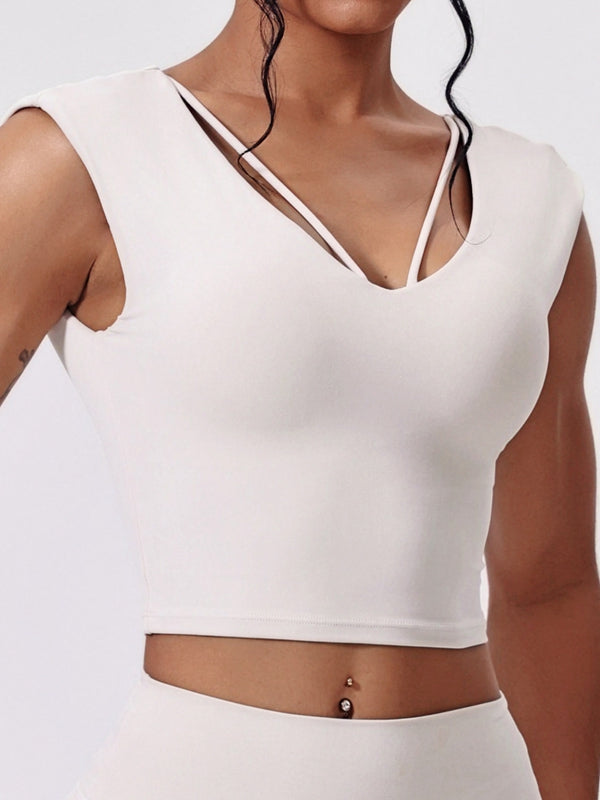 BUYCO Female Solid Color Yoga Short Sleeves