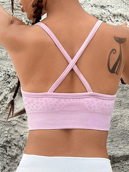 BUYCO Female Leopard Print Cross Back Sports Bras