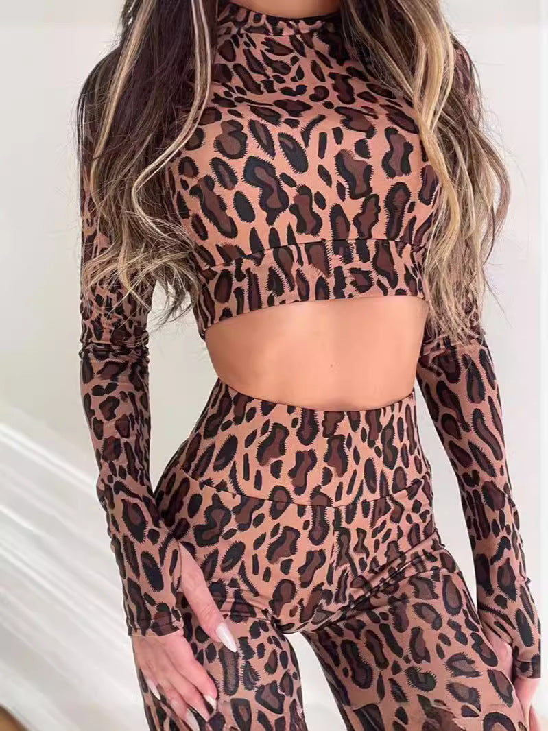BUYCO Female Fitted Leopard Print Tracksuit