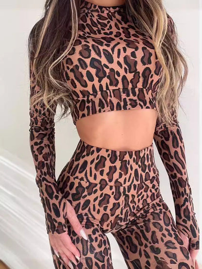 BUYCO Female Fitted Leopard Print Tracksuit