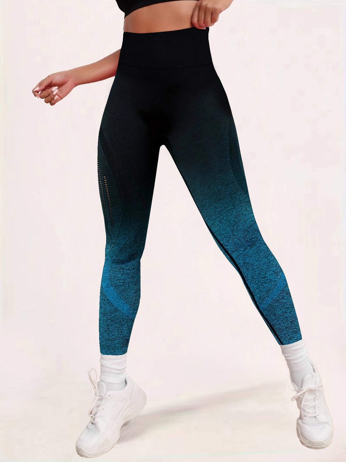 BUYCO Female Ombre Fishnet Quick-dry Ruched Back Leggings