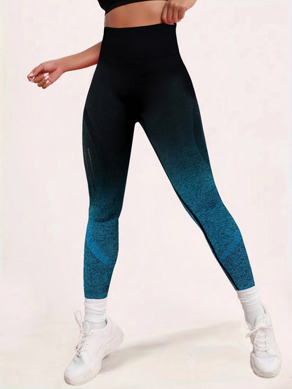 BUYCO Female Ombre Fishnet Quick-dry Ruched Back Leggings