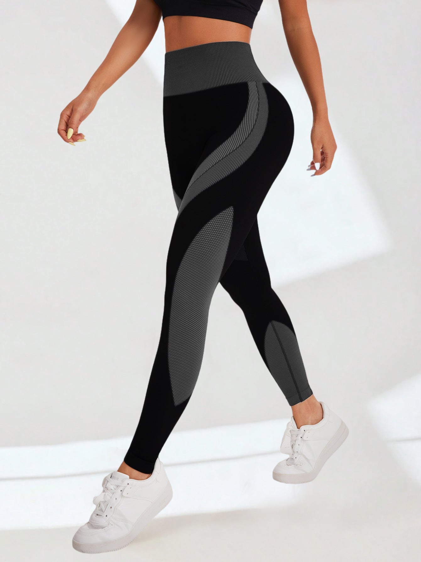 BUYCO Female Contrast color Ruched Back Leggings