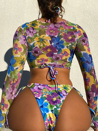 BUYCO Female Mesh Print Bikini Sets