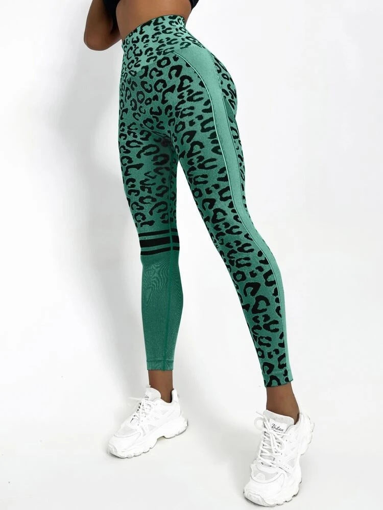 BUYCO Female Leopard Ruched Back Quick-dry Leggings