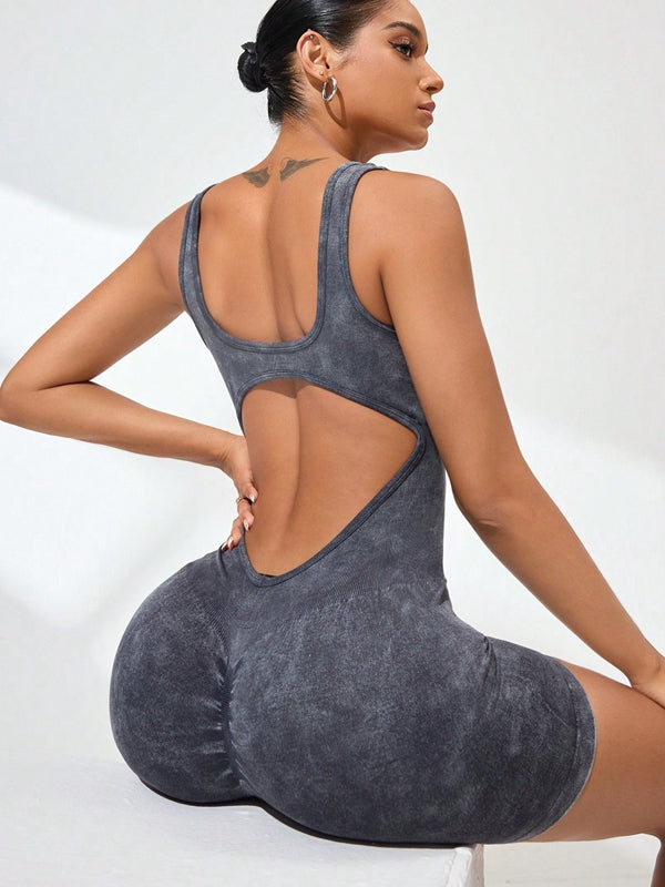 BUYCO Female Denim Cutout Ruched Back Romper