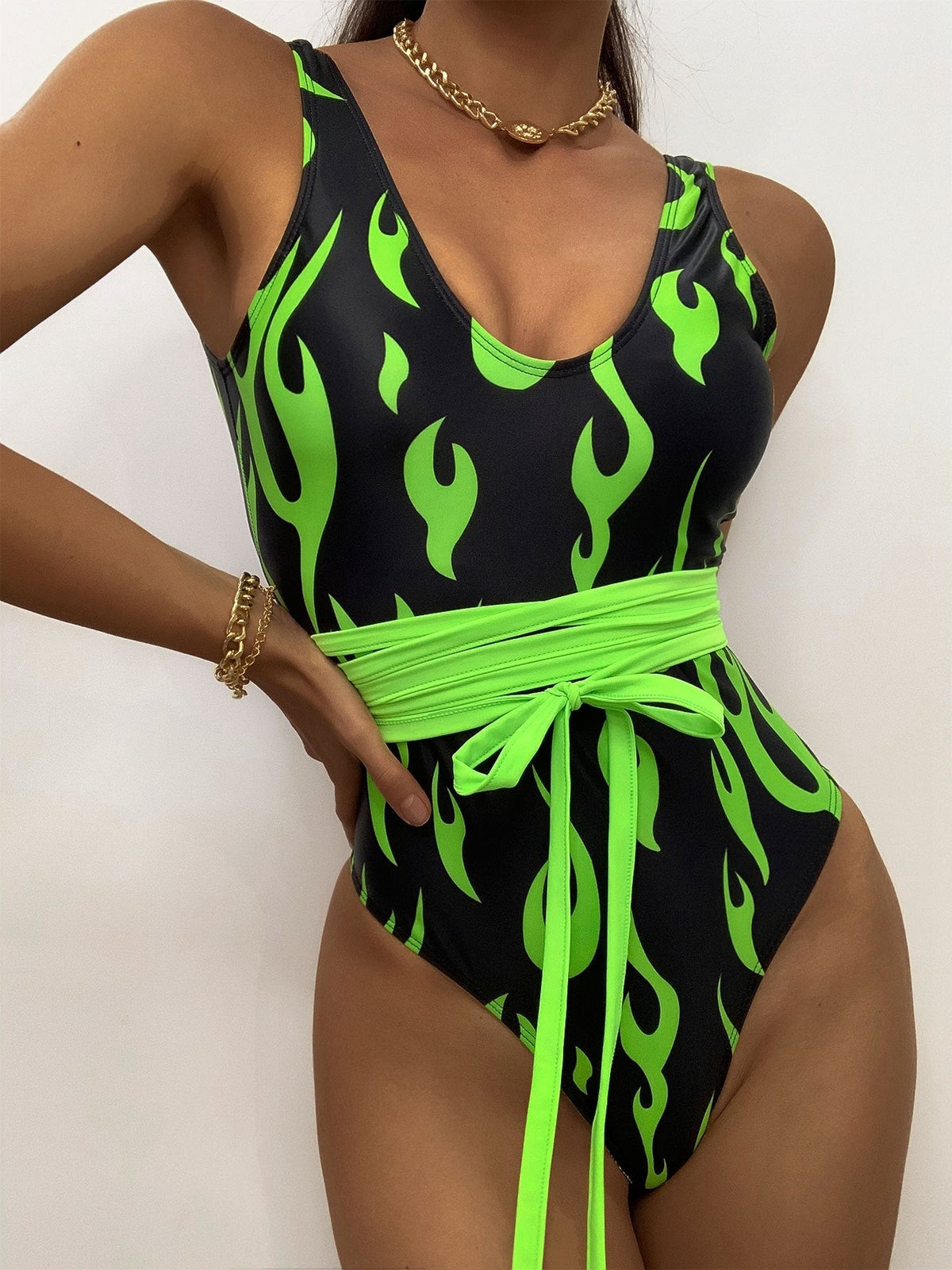 BUYCO Female Modern Flame Bow-knot One-piece