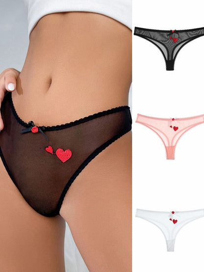 BUYCO Female Love Print Mesh Panties