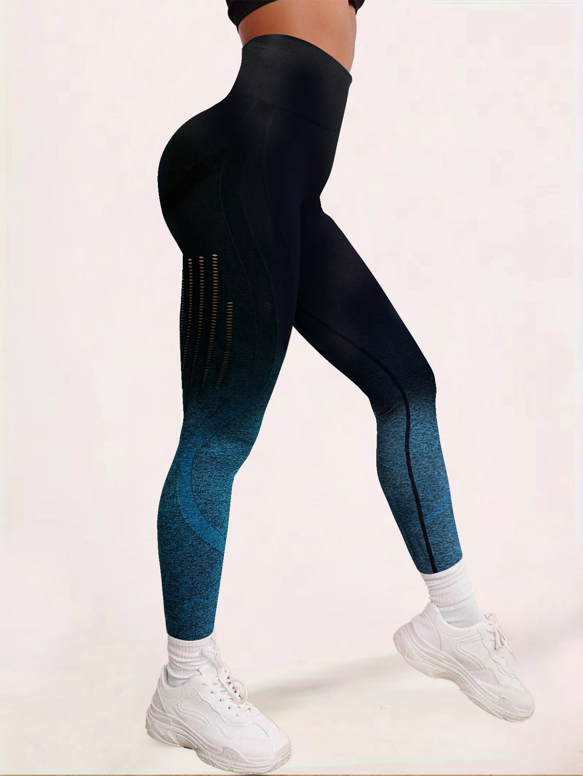BUYCO Female Ombre Fishnet Quick-dry Ruched Back Leggings