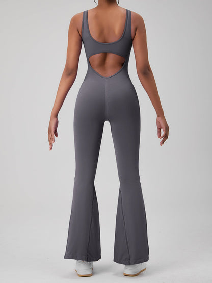 BUYCO Female Backless Ruched Back Flare Jumpsuit