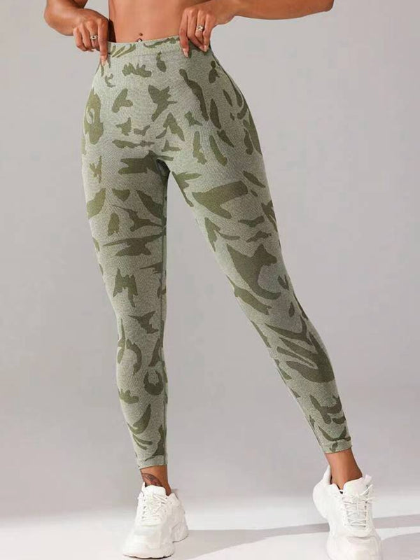 BUYCO Female Fitted Camouflage Deep V Back Ruched Back Leggings