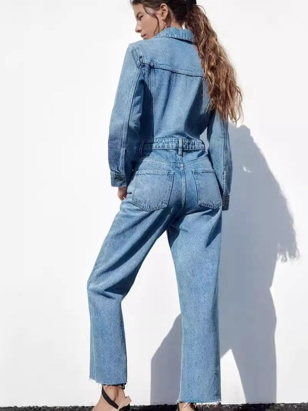 BUYCO Female Denim Pocket Casual Jumpsuit