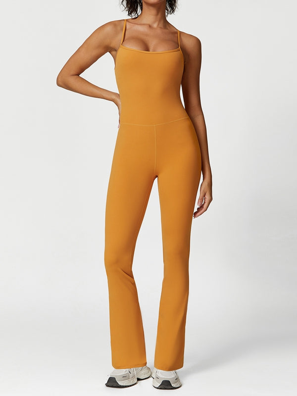 BUYCO Female U Collar Flare Jumpsuits