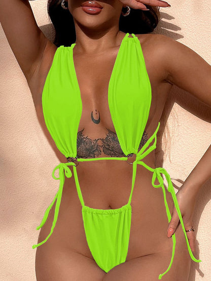 BUYCO Female Fitted Cross Back Lace-up One Piece