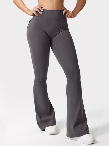 BUYCO Female Pocket Ruched Back Flare Cargo Leggings