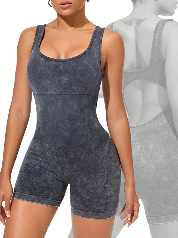 BUYCO Female Denim Cutout Ruched Back Romper