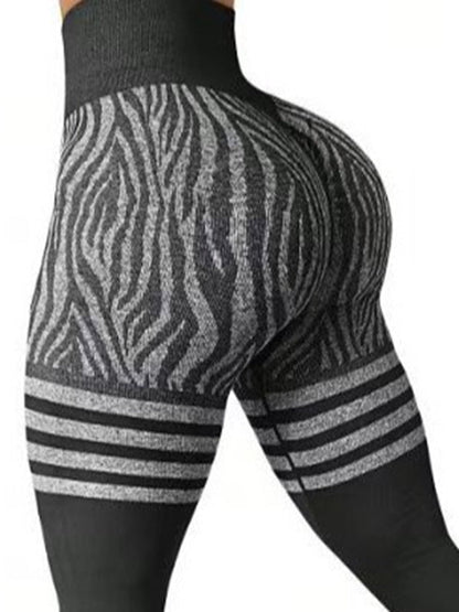 BUYCO Female Zebra Print Stripes Ruched Back Legging