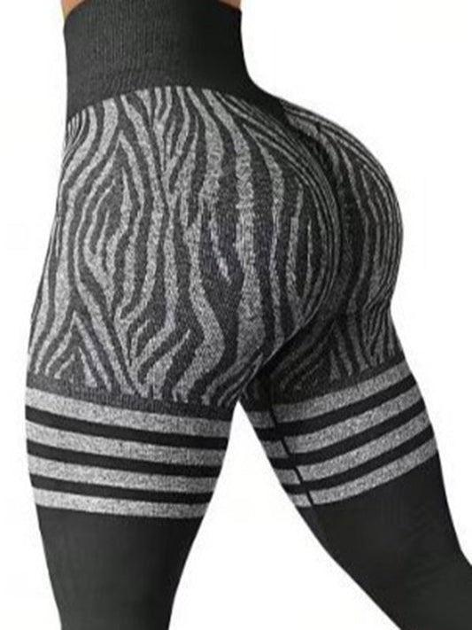 BUYCO Female Zebra Print Stripes Ruched Back Legging