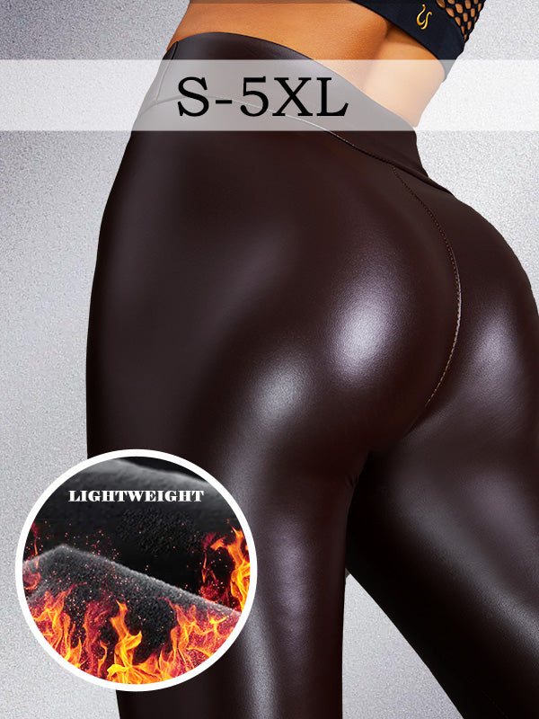BUYCO Female Glossy PU Hip-lift Leggings