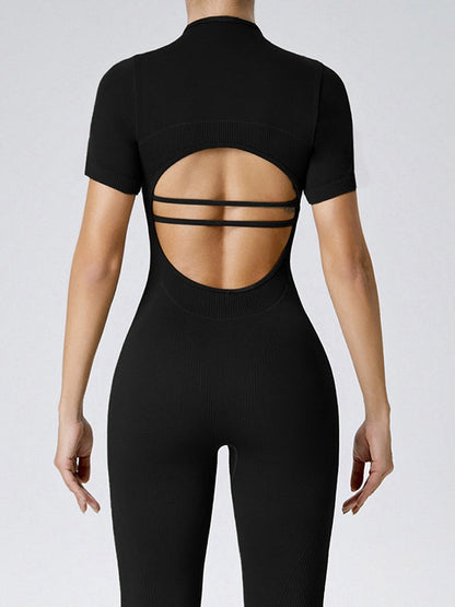 BUYCO Female Zipper Ribbed Cutout Jumpsuit