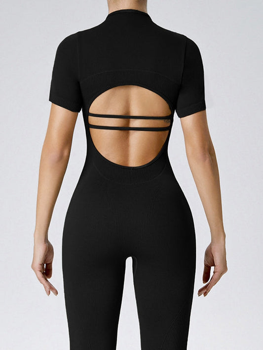 BUYCO Female Zipper Ribbed Cutout Jumpsuit