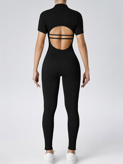 BUYCO Female Zipper Ribbed Cutout Jumpsuit