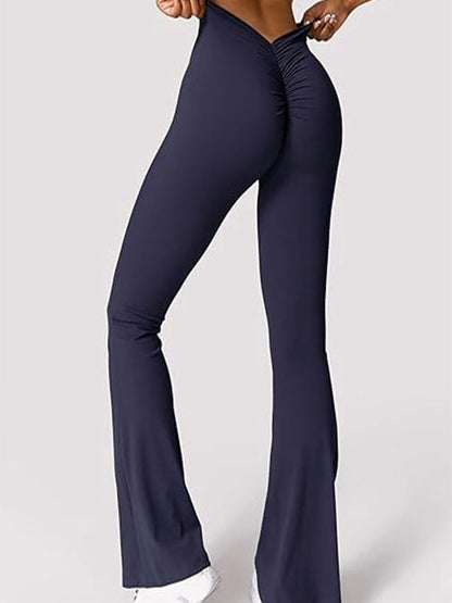BUYCO Female Deep V Back Ruched Back Flare Pants