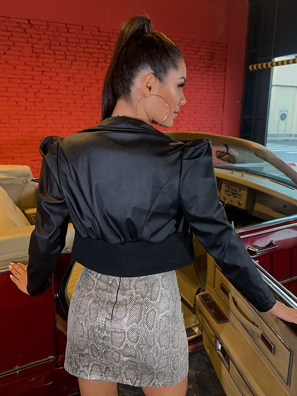 BUYCO Female Fitted Zipper Faux Leather Jackets