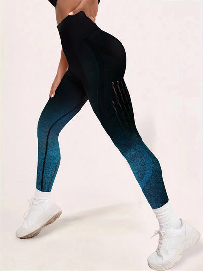 BUYCO Female Ombre Fishnet Quick-dry Ruched Back Leggings