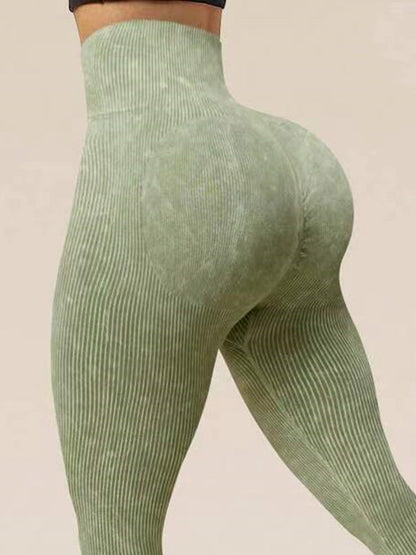 BUYCO Female Denim Ribbed Ruched Back High-waisted Leggings