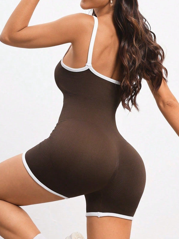 BUYCO Female Backless U Collar Stripes Romper