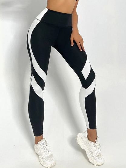 BUYCO Female Contrast Color Stripes Heart-Shape Leggings