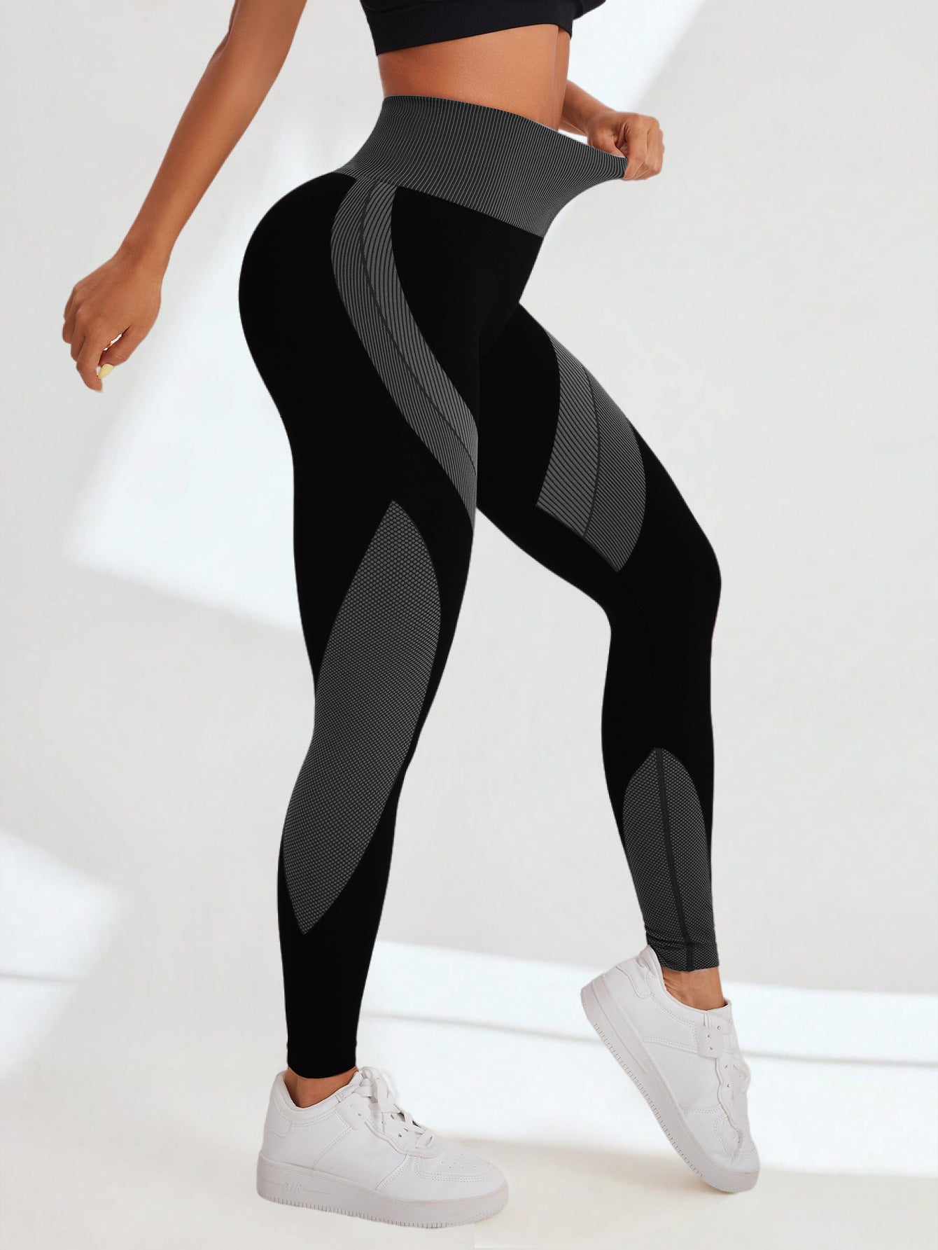 BUYCO Female Contrast color Ruched Back Leggings