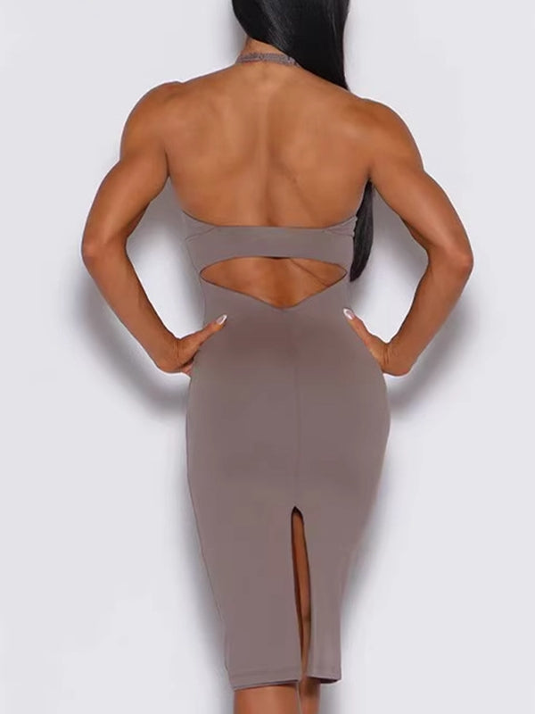 BUYCO Female Backless Split Dress