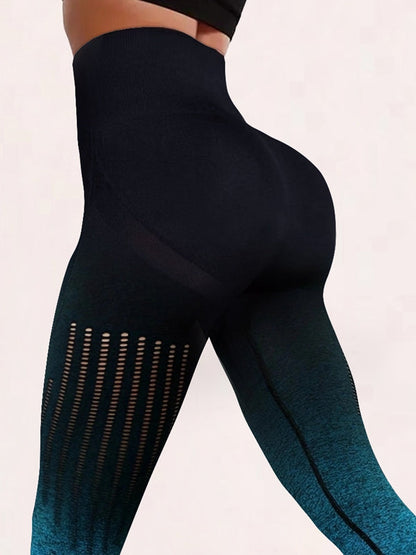 BUYCO Female Ombre Fishnet Quick-dry Ruched Back Leggings