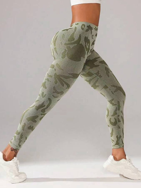 BUYCO Female Fitted Camouflage Deep V Back Ruched Back Leggings