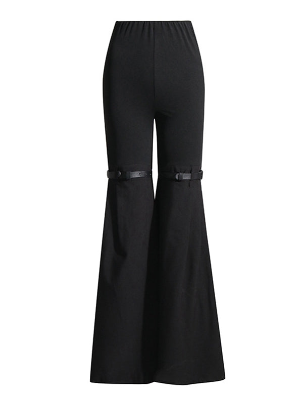 BUYCO Female Contrast Color Denim Flare Fashion Pants