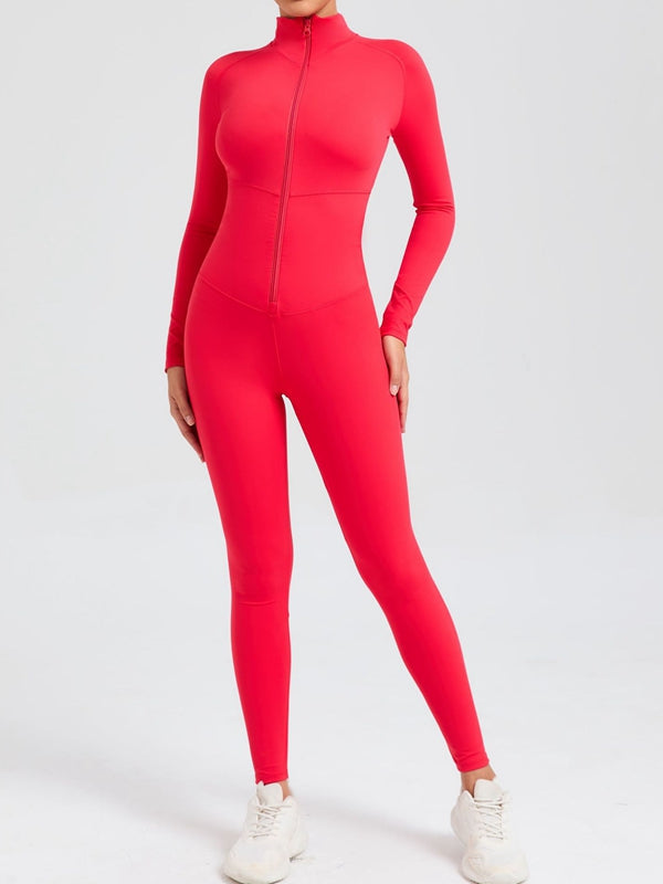 BUYCO Female Zipper Stand Collar Long-Sleeved Jumpsuit