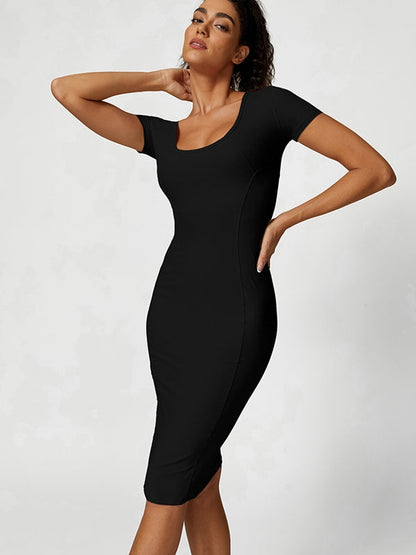 BUYCO Female U Collar Ribbed Quick-dry Dress
