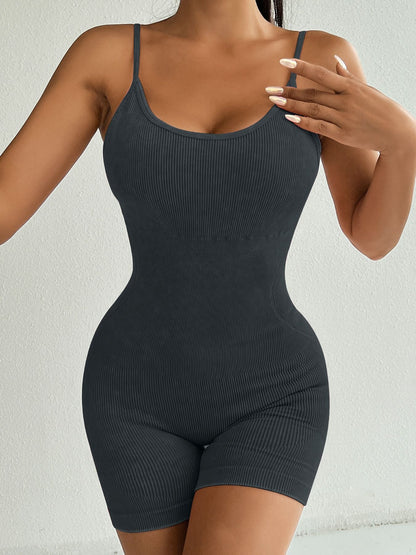 BUYCO Female Denim Ribbed Romper