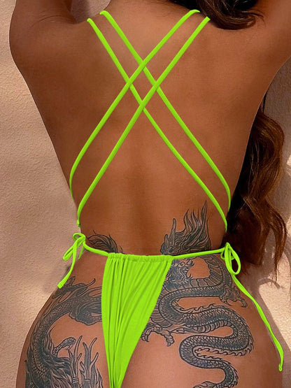BUYCO Female Fitted Cross Back Lace-up One Piece