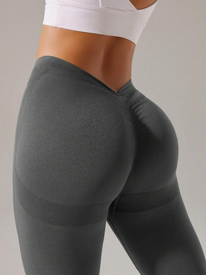 BUYCO Female Unique Deep V Back Ruched Back Leggings