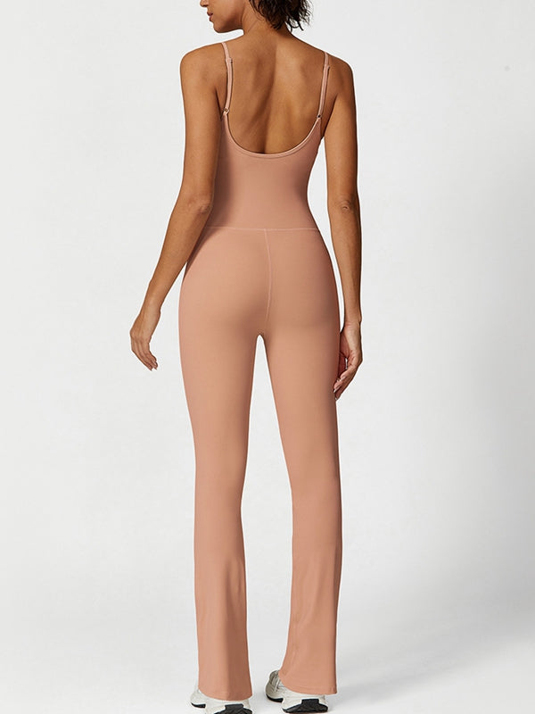 BUYCO Female U Collar Flare Jumpsuits
